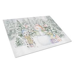 CK8078LCB 15 x 12 in. Unisex Dalmatian with Christmas Presents Glass Cutting Board, Multi Color - Large