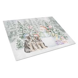 CK8080LCB 15 x 12 in. Unisex German Shepherd Puppy Duo with Christmas Presents Glass Cutting Board, Multi Color - Large