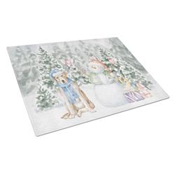 CK8085LCB 15 x 12 in. Unisex Labrador Retriever Yellow with Christmas Presents Glass Cutting Board, Multi Color - Large