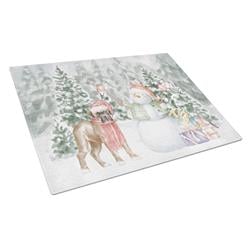 CK8086LCB 15 x 12 in. Unisex Boxer Fawn Puppy with Christmas Presents Glass Cutting Board, Multi Color - Large