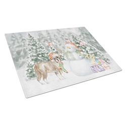 CK8088LCB 15 x 12 in. Unisex Boxer Fawn Puppy Standing with Christmas Presents Glass Cutting Board, Multi Color - Large
