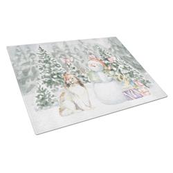 CK8091LCB 15 x 12 in. Unisex Sheltie & Shetland Sheepdog Sable with Christmas Presents Glass Cutting Board, Multi Color - Large