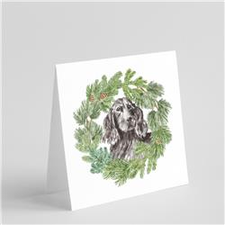 CK8854GC55 5 x 5 in. Unisex Cocker Spaniel Black with Christmas Wreath Square Greeting Cards & Envelopes, Multi Color - Pack of 8