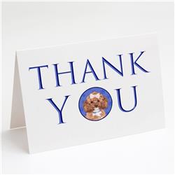CK9086GCA7P 5 x 7 in. Unisex Poodle Toy Red Thank You Greeting Cards & Envelopes, Multi Color - Pack of 8