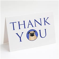 CK9090GCA7P 5 x 7 in. Unisex Pug Fawn No.1 Thank You Greeting Cards & Envelopes, Multi Color - Pack of 8