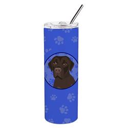Picture of Carolines Treasures WDK1123TBL20 8.25 x 3 in. Unisex Labrador Retriever Chocolate No.1 Stainless Steel 20 oz Skinny Tumbler, Blue