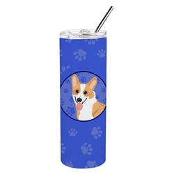 Picture of Carolines Treasures WDK1131TBL20 8.25 x 3 in. Unisex Pembroke Corgi Red & White Stainless Steel 20 oz Skinny Tumbler, Blue