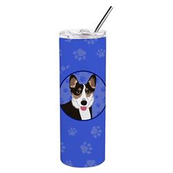 Picture of Carolines Treasures WDK1134TBL20 8.25 x 3 in. Unisex Pembroke Welsh Corgi Tricolor Black-Headed No.2 Stainless Steel 20 oz Skinny Tumbler, Blue