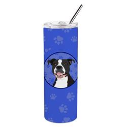 Picture of Carolines Treasures WDK1138TBL20 8.25 x 3 in. Unisex Pit Bull Black No.3 Stainless Steel 20 oz Skinny Tumbler, Blue