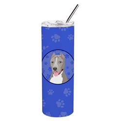 Picture of Carolines Treasures WDK1143TBL20 8.25 x 3 in. Unisex Pit Bull Blue No.5 Stainless Steel 20 oz Skinny Tumbler, Blue