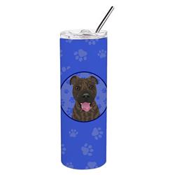 Picture of Carolines Treasures WDK1146TBL20 8.25 x 3 in. Unisex Pit Bull Brindle No.1 Stainless Steel 20 oz Skinny Tumbler, Blue