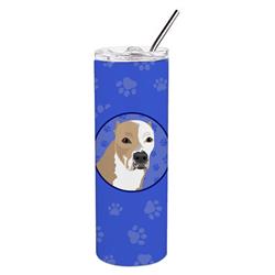 Picture of Carolines Treasures WDK1152TBL20 8.25 x 3 in. Unisex Pit Bull Fawn No.4 Stainless Steel 20 oz Skinny Tumbler, Blue