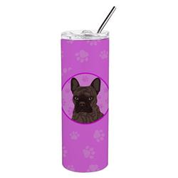 Picture of Carolines Treasures WDK1314TBL20 8.25 x 3 in. Unisex French Bulldog Brindle No.1 Stainless Steel 20 oz Skinny Tumbler, Pink