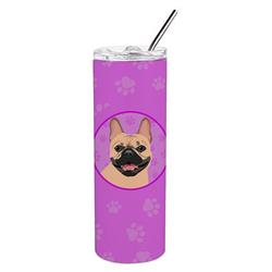 Picture of Carolines Treasures WDK1319TBL20 8.25 x 3 in. Unisex French Bulldog Fawn No.2 Stainless Steel 20 oz Skinny Tumbler, Pink