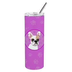Picture of Carolines Treasures WDK1321TBL20 8.25 x 3 in. Unisex French Bulldog White No.1 Stainless Steel 20 oz Skinny Tumbler, Pink