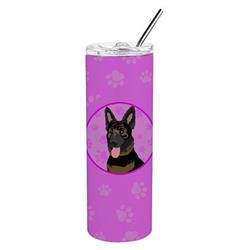 Picture of Carolines Treasures WDK1323TBL20 8.25 x 3 in. Unisex German Shepherd Bicolor Stainless Steel 20 oz Skinny Tumbler, Pink