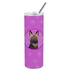 Picture of Carolines Treasures WDK1325TBL20 8.25 x 3 in. Unisex German Shepherd Puppy Stainless Steel 20 oz Skinny Tumbler, Pink