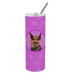 Picture of Carolines Treasures WDK1327TBL20 8.25 x 3 in. Unisex German Shepherd Red Sable Stainless Steel 20 oz Skinny Tumbler, Pink