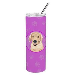Picture of Carolines Treasures WDK1329TBL20 8.25 x 3 in. Unisex Golden Retriever Fawn No.2 Stainless Steel 20 oz Skinny Tumbler, Pink