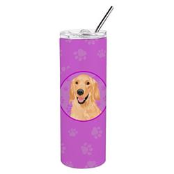 Picture of Carolines Treasures WDK1331TBL20 8.25 x 3 in. Unisex Golden Retriever Gold No.1 Stainless Steel 20 oz Skinny Tumbler, Pink