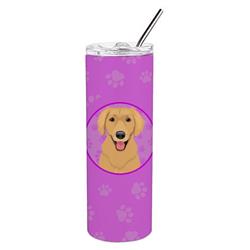 Picture of Carolines Treasures WDK1334TBL20 8.25 x 3 in. Unisex Golden Retriever Gold No.2 Stainless Steel 20 oz Skinny Tumbler, Pink