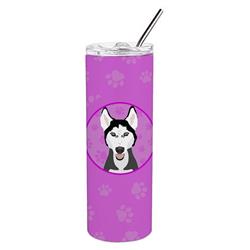 Picture of Carolines Treasures WDK1337TBL20 8.25 x 3 in. Unisex Siberian Husky Black & White No.3 Stainless Steel 20 oz Skinny Tumbler, Pink
