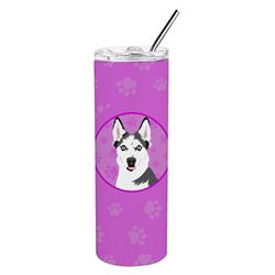 Picture of Carolines Treasures WDK1338TBL20 8.25 x 3 in. Unisex Siberian Husky Puppy Stainless Steel 20 oz Skinny Tumbler, Pink