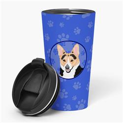Picture of Carolines Treasures WDK1135TBL215 7.25 x 3.5 in. Unisex Pembroke Welsh Corgi Tricolor Red-Headed Stainless Steel 16 oz Tumbler, Blue