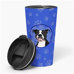 Picture of Carolines Treasures WDK1138TBL215 7.25 x 3.5 in. Unisex Pit Bull Black No.3 Stainless Steel 16 oz Tumbler, Blue