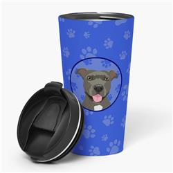 Picture of Carolines Treasures WDK1142TBL215 7.25 x 3.5 in. Unisex Pit Bull Blue No.3 Stainless Steel 16 oz Tumbler, Blue