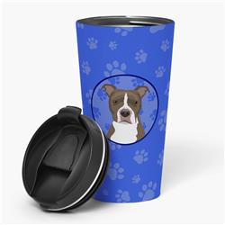 Picture of Carolines Treasures WDK1144TBL215 7.25 x 3.5 in. Unisex Pit Bull Blue No.6 Stainless Steel 16 oz Tumbler, Blue