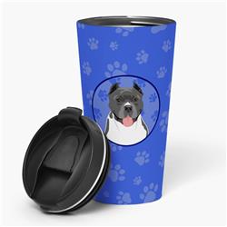 Picture of Carolines Treasures WDK1145TBL215 7.25 x 3.5 in. Unisex Pit Bull Blue No.7 Stainless Steel 16 oz Tumbler, Blue