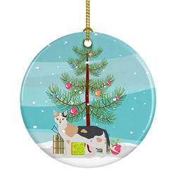 2.8 x 2.8 in. Unisex Malayan No.1 Cat Merry Christmas Ceramic Ornament