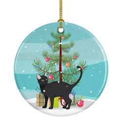 2.8 x 2.8 in. Unisex Malayan No.2 Cat Merry Christmas Ceramic Ornament