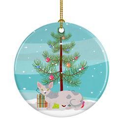 2.8 x 2.8 in. Unisex Minskin Cat Merry Christmas Ceramic Ornament