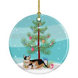 2.8 x 2.8 in. Unisex Munchkin Cat Merry Christmas Ceramic Ornament