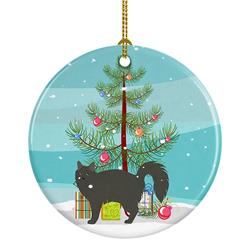 2.8 x 2.8 in. Unisex Nebelung No.3 Cat Merry Christmas Ceramic Ornament