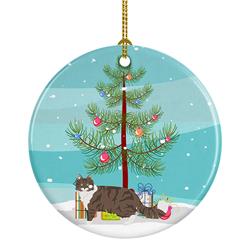 2.8 x 2.8 in. Unisex Norwegian Forest Cat Merry Christmas Ceramic Ornament