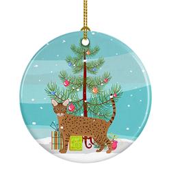 2.8 x 2.8 in. Unisex Ocicat Cat Merry Christmas Ceramic Ornament