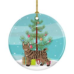 2.8 x 2.8 in. Unisex Pixie Bob No.1 Cat Merry Christmas Ceramic Ornament