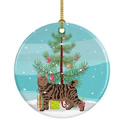 2.8 x 2.8 in. Unisex Pixie Bob No.3 Cat Merry Christmas Ceramic Ornament