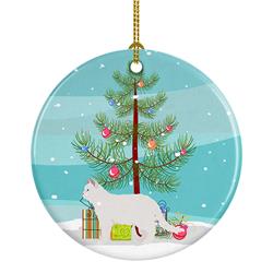 2.8 x 2.8 in. Unisex Poodle Cat No.2 Cat Merry Christmas Ceramic Ornament