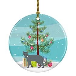 2.8 x 2.8 in. Unisex Raas Cat Merry Christmas Ceramic Ornament
