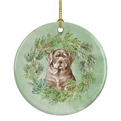 2.8 x 2.8 in. Unisex Labrador Retriever Puppy Chocolate Christmas Wreath Ceramic Ornament -  PartyPros, PA2911168