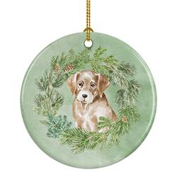 2.8 x 2.8 in. Unisex Labrador Retriever Puppy Yellow Christmas Wreath Ceramic Ornament -  PartyPros, PA2917433