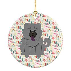 2.8 x 2.8 in. Unisex Merry Christmas Chow Chow Blue Ceramic Ornament, Multi Color
