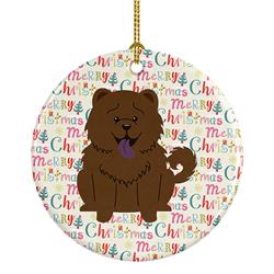 2.8 x 2.8 in. Unisex Merry Christmas Chow Chow Chocolate Ceramic Ornament, Multi Color