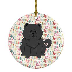 2.8 x 2.8 in. Unisex Merry Christmas Chow Chow Black Ceramic Ornament, Multi Color