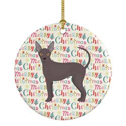 2.8 x 2.8 in. Unisex Abyssinian Sand Terrier Merry Christmas Ceramic Ornament