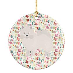 2.8 x 2.8 in. Unisex American Eskimo Merry Christmas Ceramic Ornament